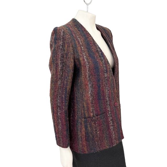 VTG SASSON Boucle Knit Structured Blazer  Mohair Wool  SZ 12 - Picture 5 of 11